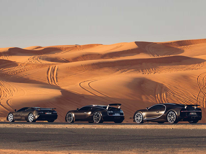 "بوجاتي" تحتفل بأبرز 3 موديلات في دبي بطريقة استثنائية